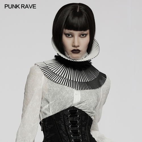 Punk Rave Black-And-White WS-502LHF Detachable Bow Loop 3D Gothic Collar