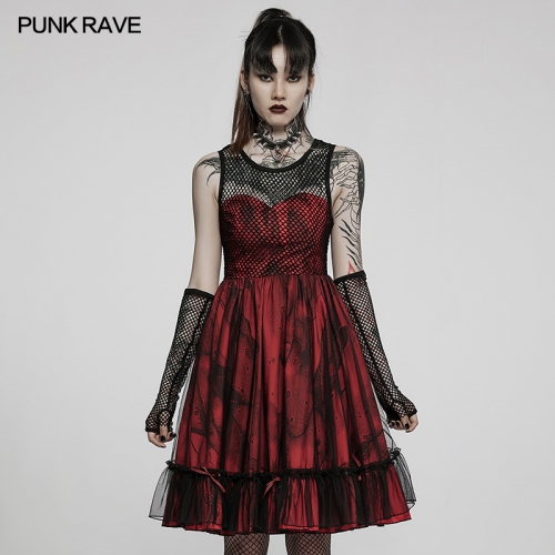 Punk Rave WLQ-099LQF Playful Small Bows Haziness Dark Lolita Cool Sexy Dress