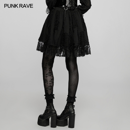Lolita Ragged Texture Knitted Skirt WLQ-101BQF