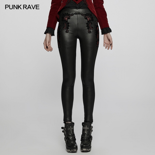 Punk Rave Comfortable Pants Gothic Exquisite Velvet Appliques Leggings Wk-516ddf