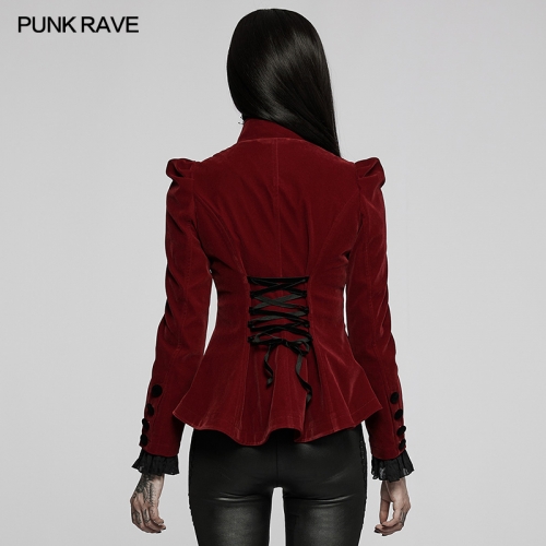 Punk Rave Cuff Slit Exquisite Gothic Lace Decoration Gothic Gorgeous Feast Jacket WY-1045LDF