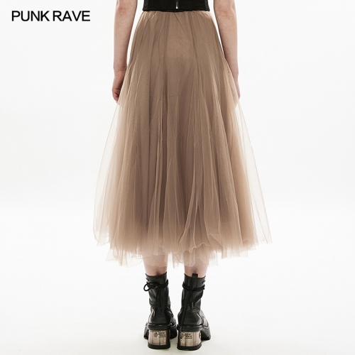 Ladise Elegant Fairy Medium Long Mesh Half Skirt OPQ-1253BQF