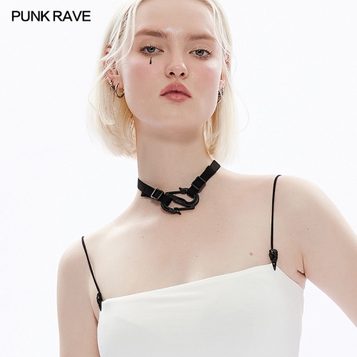 Punk Dark Functional S-Shaped Rubber Buckle Choker OPS-272LHF