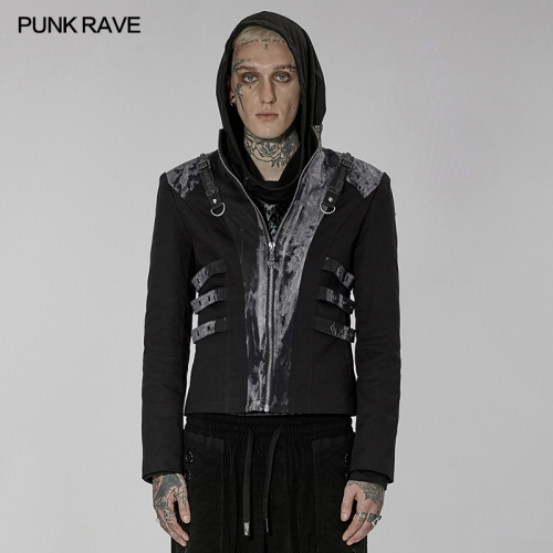 Men Autumn Winter Punk Handsome Cool Tie-Dyed Slim Short Coat WY-1286XDM