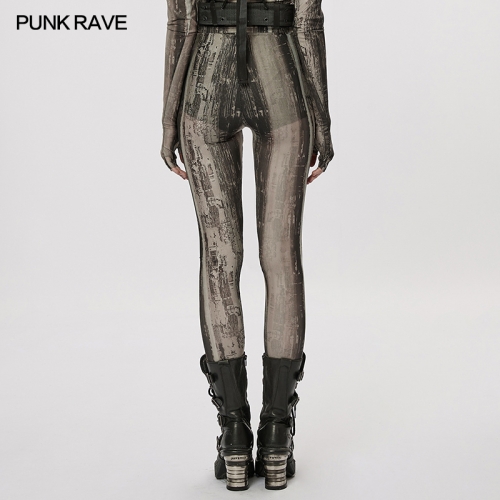 The Post-Apocalyptic Techwear Sexy Tight Mesh Perspective Leggings WK-536DDF