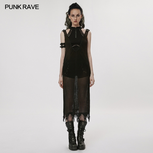 The Post-Apocalyptic Techwear Style Knitted Hollow Out Dress