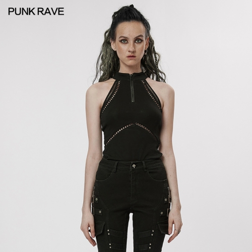 Punk Daily Slim Vest Sexy Off-The-Shoulder Halter-Neck Tank Top WT-765BXF