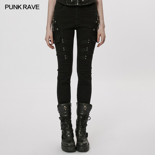 Gothic Darkness Vintage Washed Tight Slim Pencil Jeans WK-541XCF