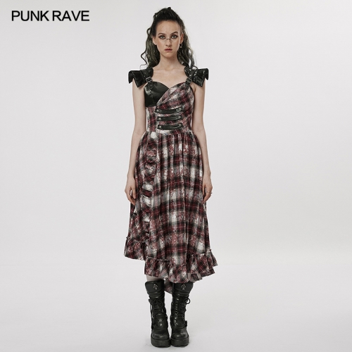 Micro Elastic And Bright Fine Texture Tie-Dyed Printed Plaid Gown Summer Sexy Ruffles Patchwork Slip Dresses