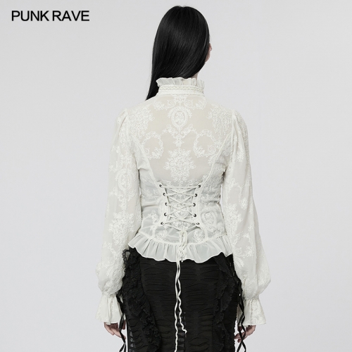 Gothic Chiffon Embroidered Perspective Blouse WY-1267CCF