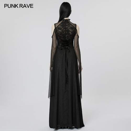 Goth Darkness Goddess Sexy Lace Hollow Out Party Dress WQ-617LQF