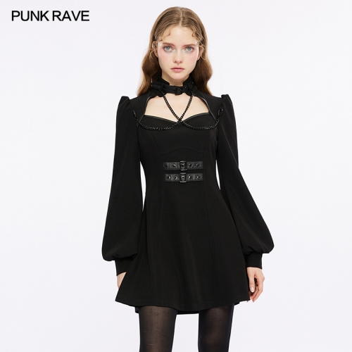 Square Neckline High Collar Waist-In Techwear Dress OPQ-1311LQF