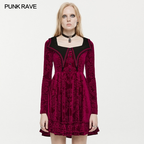 Gothic Bat Pointed Collar Velvet Dress OPQ-1378DQF