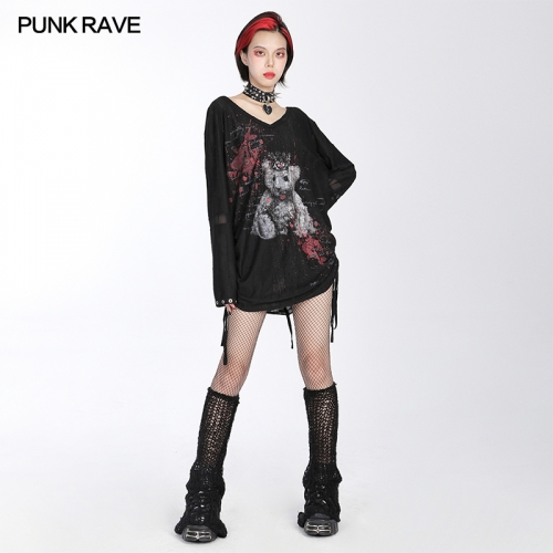 Punk Black Knit Striped Leg Warmers WS-554JTF