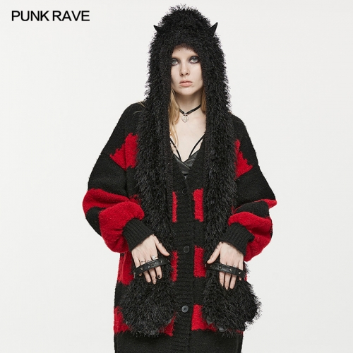 Dark Devil Horn Bear Claw Hooded Scarf OPS-283WJF