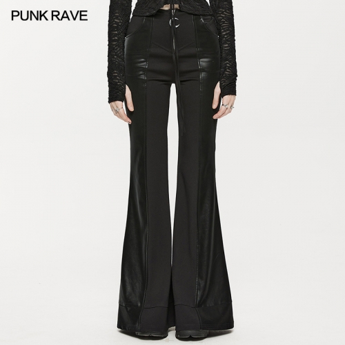 PUNK Multi-Segmental Spliced PU Flare Pants OPK-510PCF