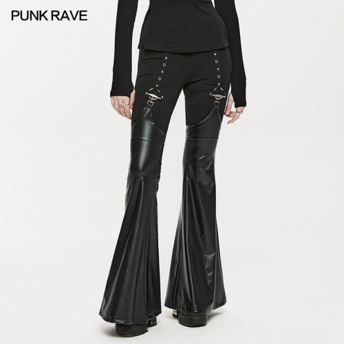 PUNK Detachable PU Leg Warmers Flared Pants OPK-506DDF