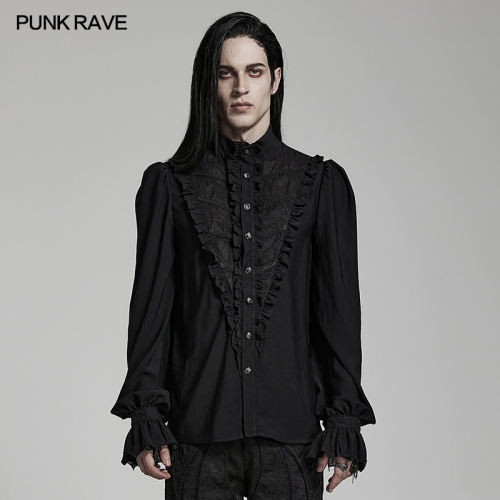 Goth Lace Chiffon Stand Collar Shirt WY-1486CCM