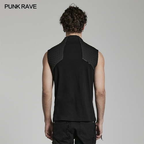 WT-798BXM Front Collar Chunky Zipper Unique Customized Fabric Cyber Simple Casual Fasion Tank Top