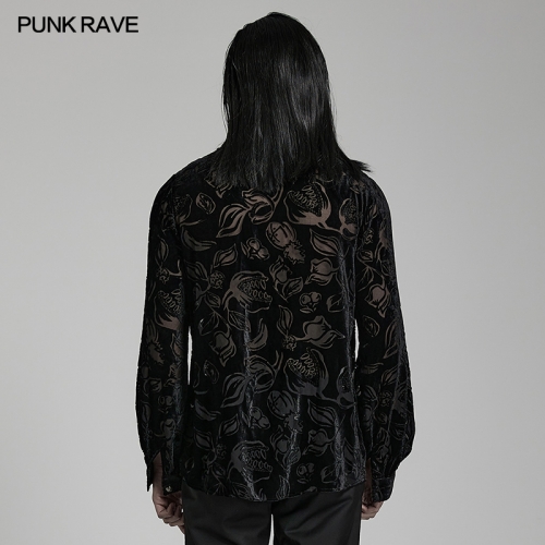 Punk Rave Goth Piranha Pattern Velvet Shirt WY-1468CCM