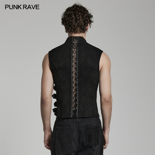 Punk PU Splice Hollow Out Waistcoat WY-1462MJM