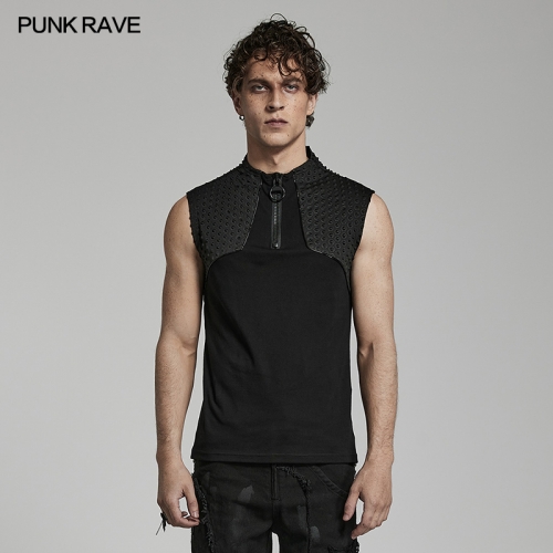 WT-798BXM Front Collar Chunky Zipper Unique Customized Fabric Cyber Simple Casual Fasion Tank Top