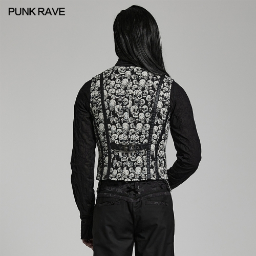 Goth Skull Pattern Waistcoat WY-1505MJM