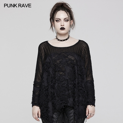 Ragged Mesh Long Sleeve T-Shirt DT-814TCF
