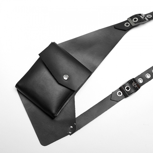 Punk Rave WS-614BDM Adjustable Loop Artificial Leather Practical Pocket Vest Punk Vest Strap Bag