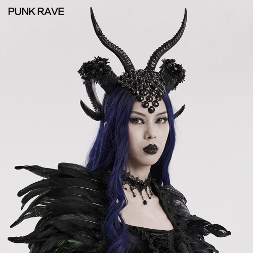 Punk Rave WS-613FSF Acrylic Inverted Triangular Decorative Pieces Rich Simulation Demon Horns Goth Demon Horn Headwear