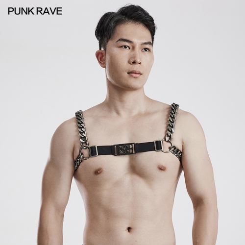 Punk Rave WS-591QTM Masculinity Heavy And Big Chain Antique Silver Aluminum Chain Punk Chunky Chain Harness