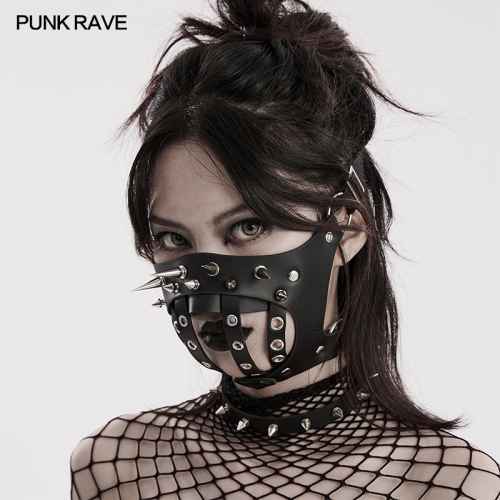 Punk Rave WS-590KZ Metal Cone Rivets Cool Personalized Half Mask Fitting And Shaping Face Punk Mask