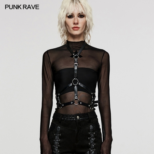 Punk Rave WS-577BDF Simple And Personalized Halter Neck With Adjustable Buckle Punk Harness