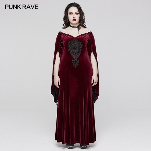 Punk Rave Adjustable Drawing Gorgeous Large Decal Pointed Sleeves V-Neck Design Goth Dress