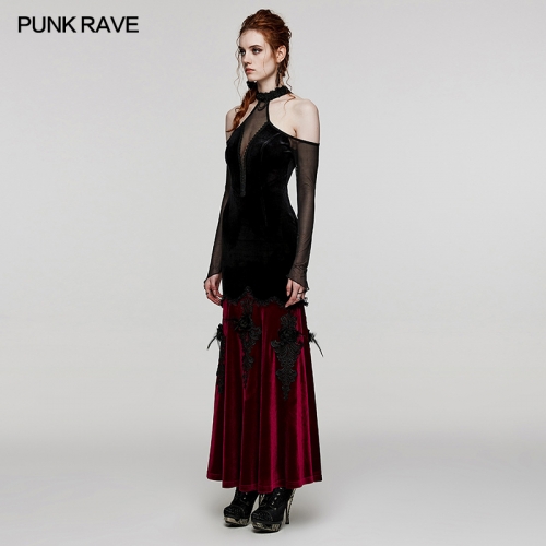 Punk Rave WQ-658LQF Exquisite Collar Eye-Catching Sexy Off Shoulder Design And Deep V-Neck Goth Gorgeous Women's Dress