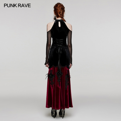 Punk Rave WQ-658LQF Exquisite Collar Eye-Catching Sexy Off Shoulder Design And Deep V-Neck Goth Gorgeous Women's Dress