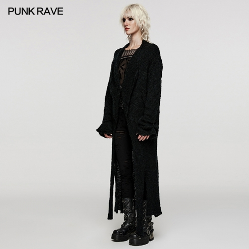 Punk Rave OPM-252KMF Straight Tube Design With Asymmetric Hem And Side Slits Asymmetric Long Cardigan