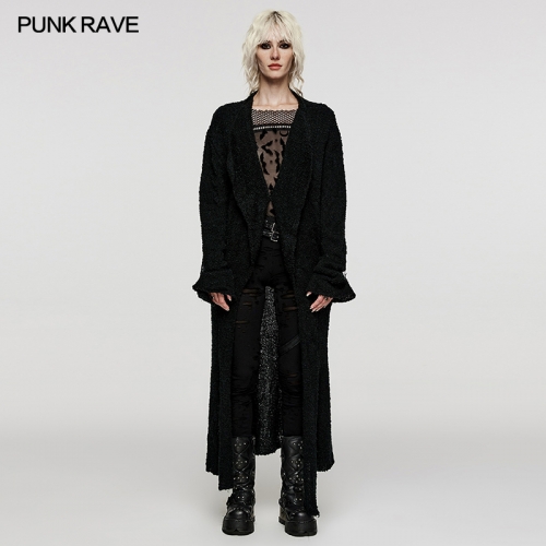 Punk Rave OPM-252KMF Straight Tube Design With Asymmetric Hem And Side Slits Asymmetric Long Cardigan