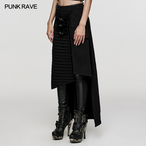 Punk Rave WQ-467BQF Movable Design Skirt Flexibly Matched With Different Pants Denim Weave Fabric Heavy Metal Denim Skirt