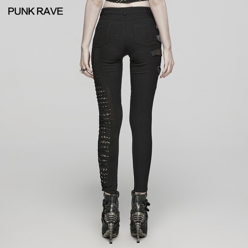 Punk Rave WK-603XCF Spliced Irregular Seams Asymmetric Silhouette Design Punk Recombined Asymmetric Pants