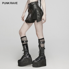 Punk Rave WQ-686BQF Zipper In Back A Wrap Skirt And An A-Line Skirt Punk Short Skirt