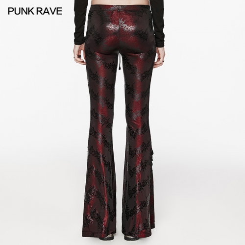 Punk Rave Sparkling Tree Texture Punk Daily Oversized Flared Pants Low Waist Tight Flared Pants Silhouette