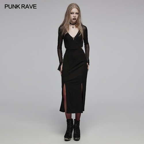 Punk Rave OPQ-1445LQF Comfortable And Tight Elastic Impact Fabric V-Neck Wrap Dress Design Minimalist Color Contrast Dress