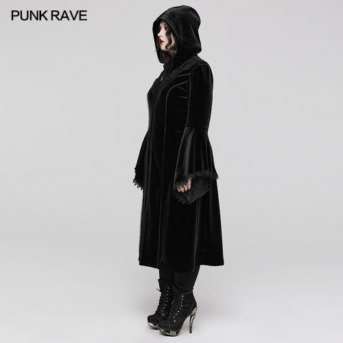 Punk Rave DY-1510LCF Adjustable Drawing Hat With Exquisite Mesh Lining Gorgeous Velvet Goth Coat