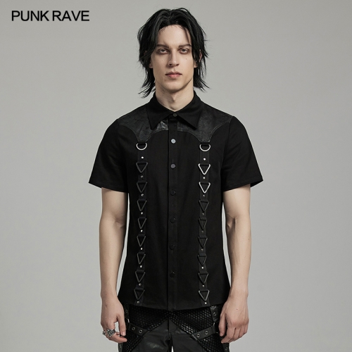 Punk Rave WY-1612XDM Minimalist design rivets and triangular buckles PUNK Triangle Buckle Shirt