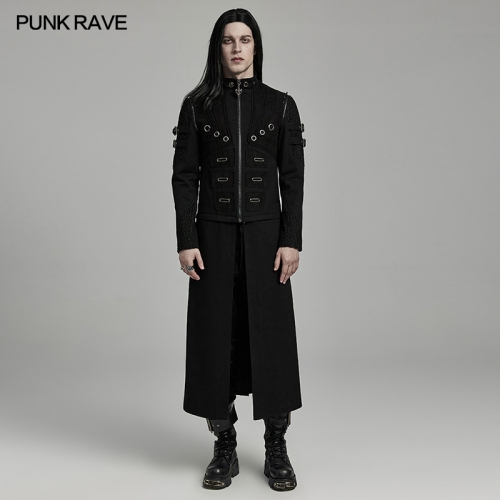 Punk Rave WY-1611XCM Chest Cotton Cords Resembling Abdominal Muscles And Metal Large Eyelets Punk Detachable Jacket