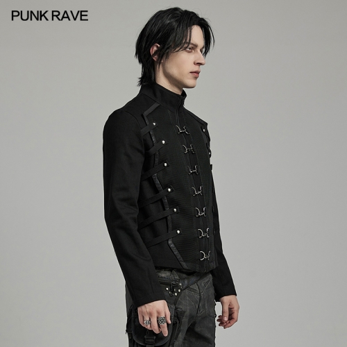 Punk Rave WY-1615XCM Decorative Loop Twill Weaving And Thick Mesh Punk Heavy Industry Layered Cool Coat