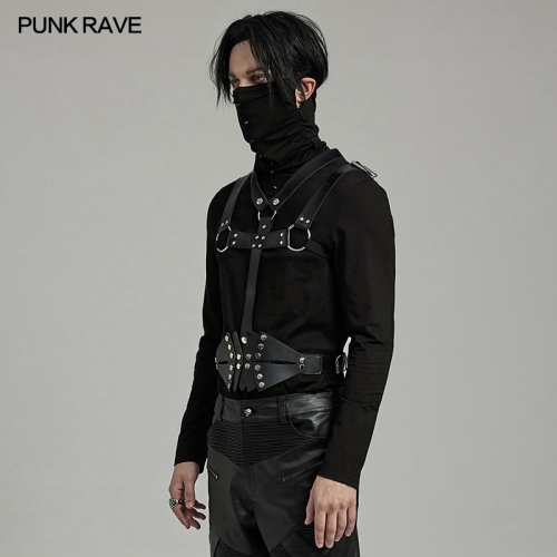 Punk Rave Fan-Shaped Geometric Stacking Integrated Shoulder Belt Punk Harness