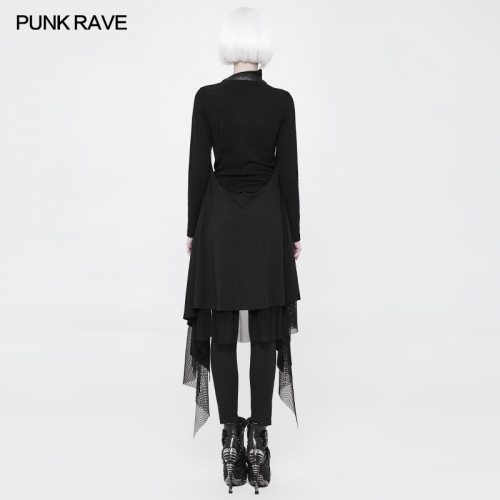Punk Rave Elastic Knitted Fabric Net Cloth Punk All-Match Knitted Vest