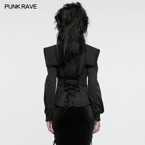 Punk Rave WY-1652CCF Exquisite Ruffles Collar Eye-Catching Retro Goth Wide Shoulder Shirt